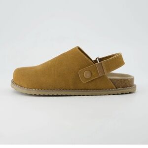 Women's Tan Suede Mules with Strap